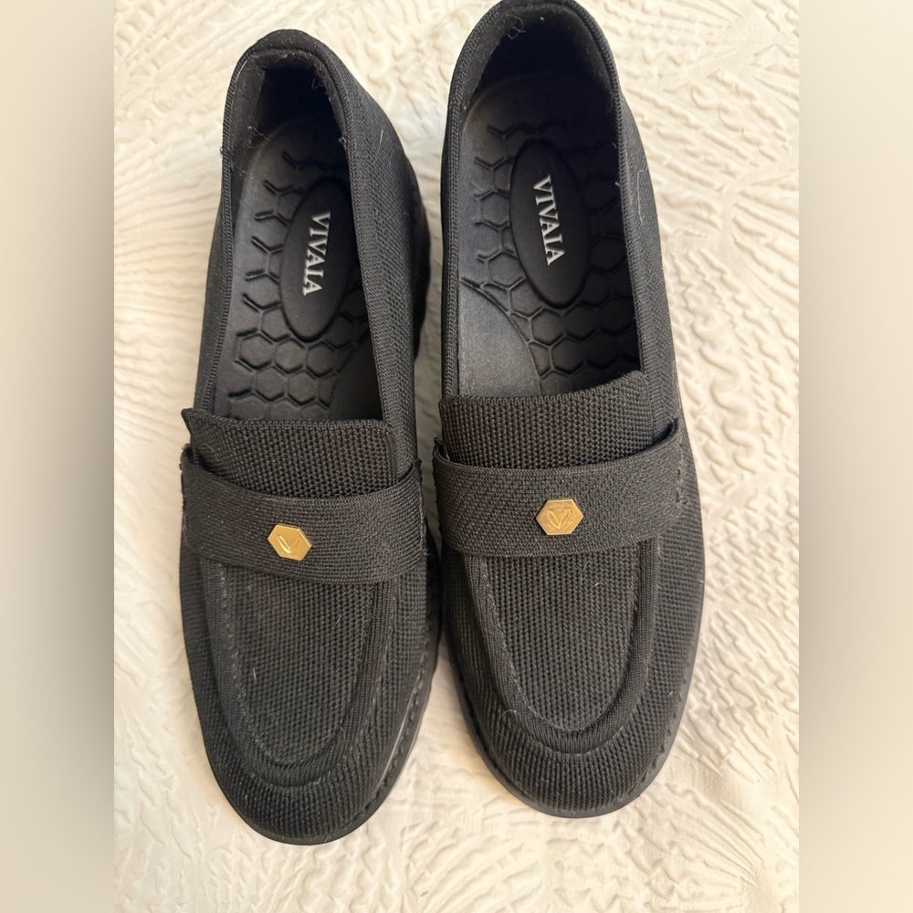 Black Vivaia Women’s Francesca Fabric Penny Loafers - Size 40 - NEVER WORN.